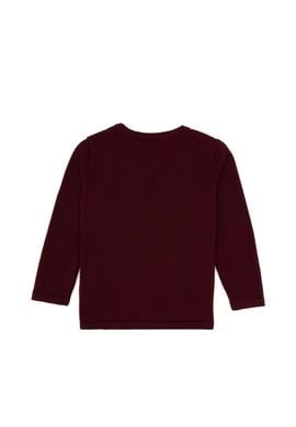 Kız Çocuk Bordo Düğmeli Bisiklet Yaka Triko Hırka - 50316292036