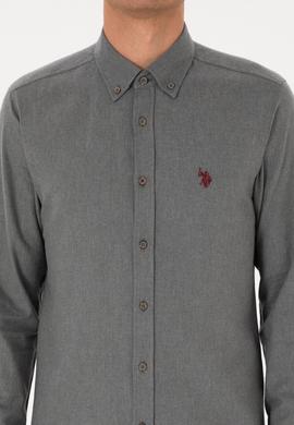 Erkek Gri Uzun Kollu Basic Gömlek - 50316721096