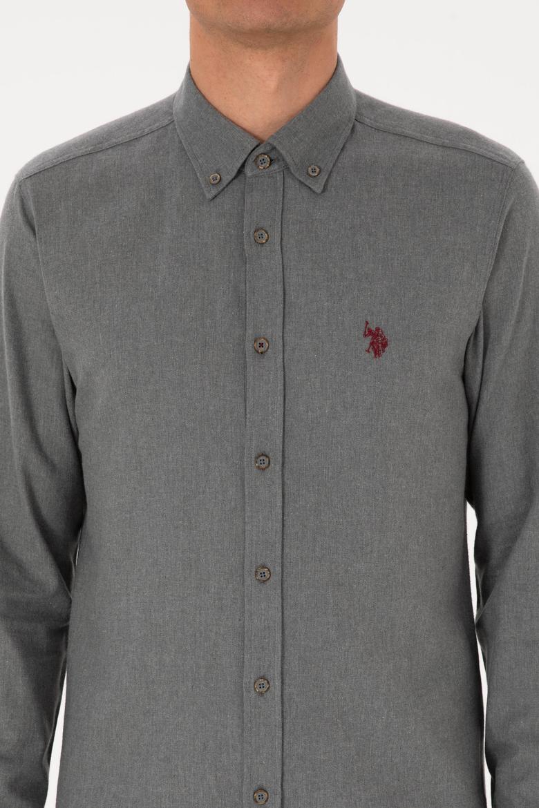 Erkek Gri Uzun Kollu Basic Gömlek - 50316721096