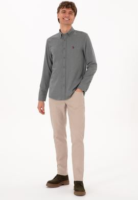 Erkek Gri Uzun Kollu Basic Gömlek - 50316721096