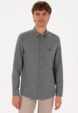 Erkek Gri Uzun Kollu Basic Gömlek - 50316721096