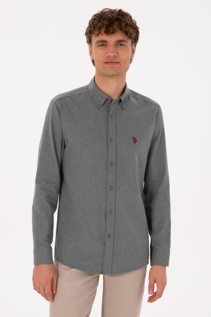 Erkek Gri Uzun Kollu Basic Gömlek