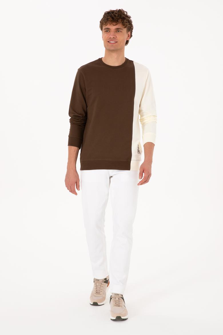 Erkek Regular Fit Bisiklet Yaka Kahverengi İnce Sweatshirt - 50316316017