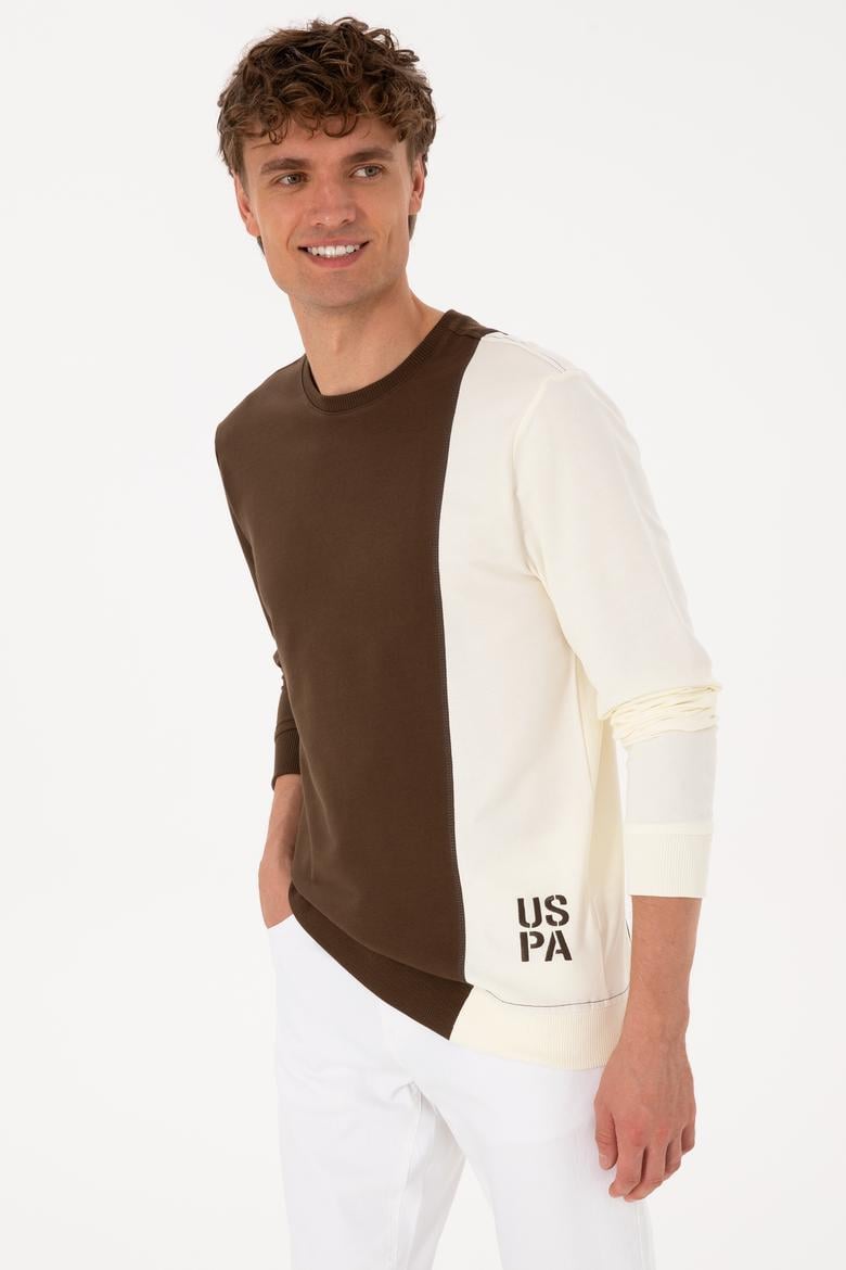 Erkek Regular Fit Bisiklet Yaka Kahverengi İnce Sweatshirt - 50316316017