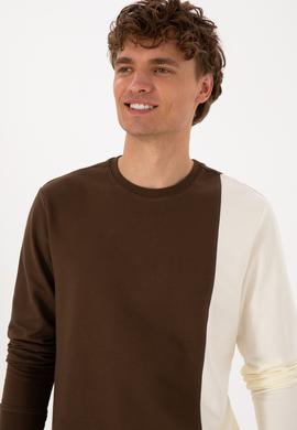 Erkek Regular Fit Bisiklet Yaka Kahverengi İnce Sweatshirt - 50316316017