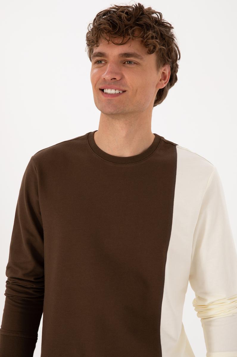 Erkek Regular Fit Bisiklet Yaka Kahverengi İnce Sweatshirt