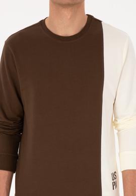 Erkek Regular Fit Bisiklet Yaka Kahverengi İnce Sweatshirt - 50316316017