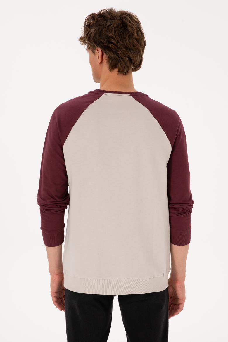 Erkek Bisiklet Yaka Regular Fit Bordo İnce Sweatshirt - 50315420028