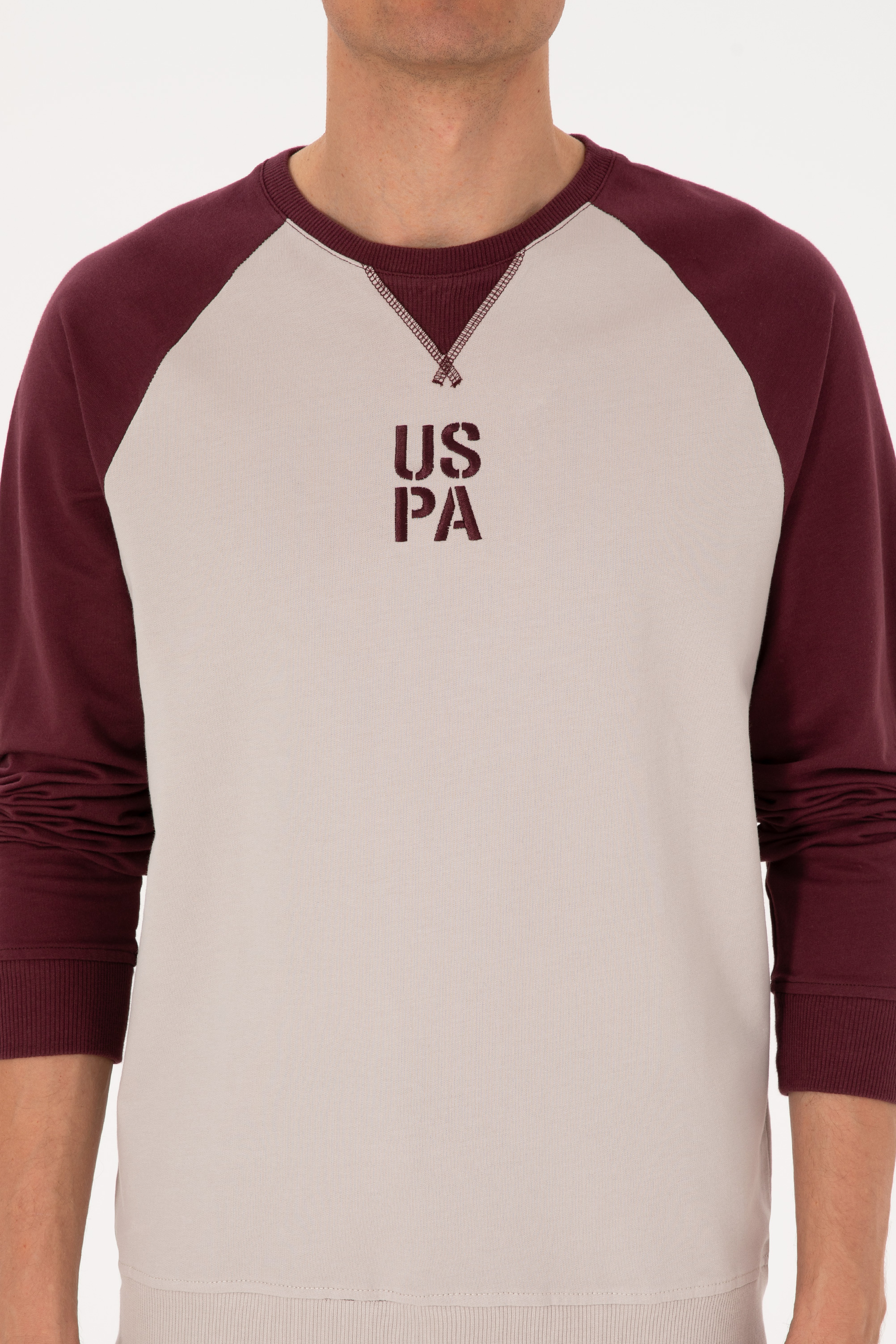 Erkek Bisiklet Yaka Regular Fit Bordo İnce Sweatshirt