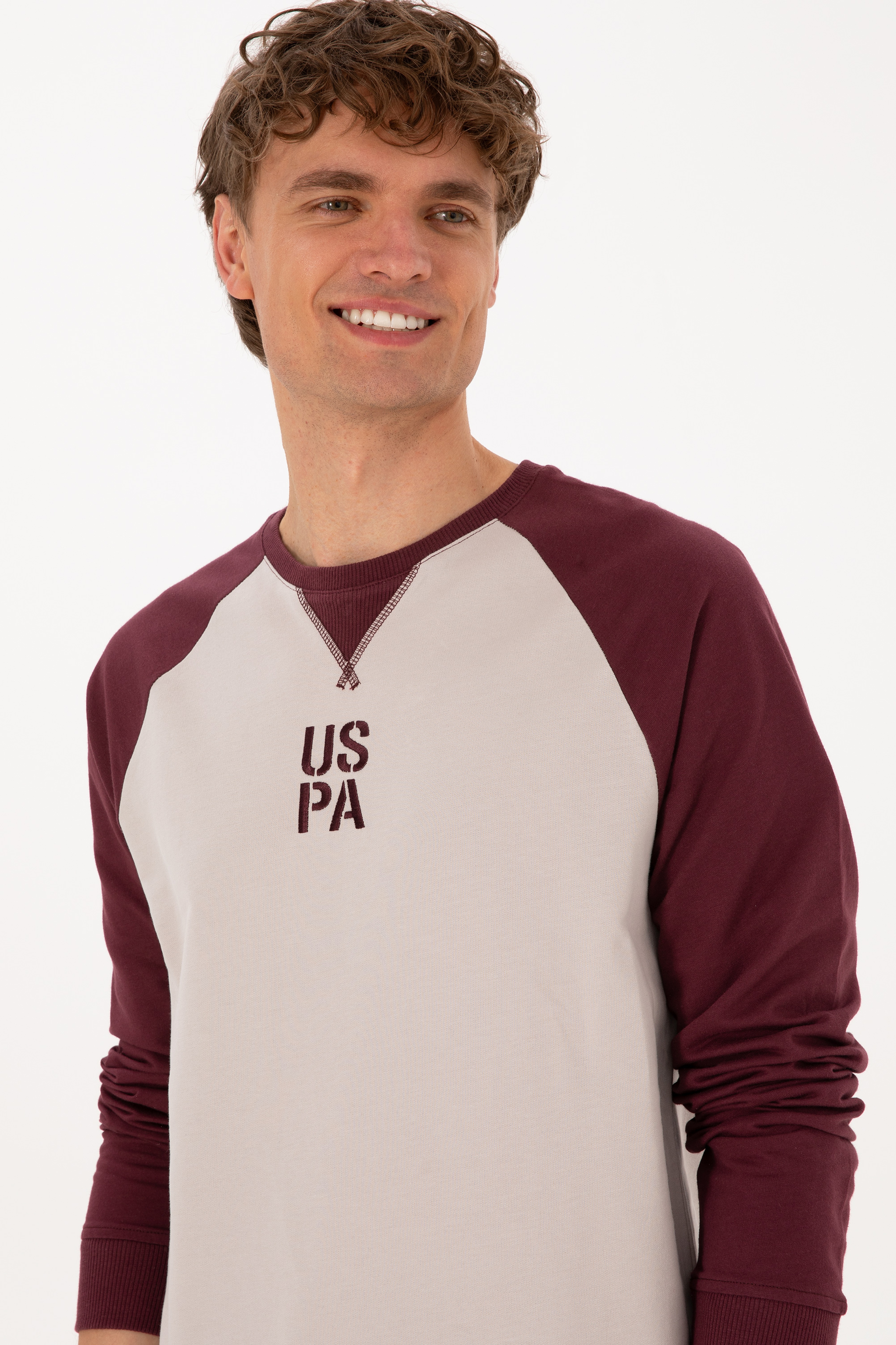 Erkek Bisiklet Yaka Regular Fit Bordo İnce Sweatshirt - Image 2