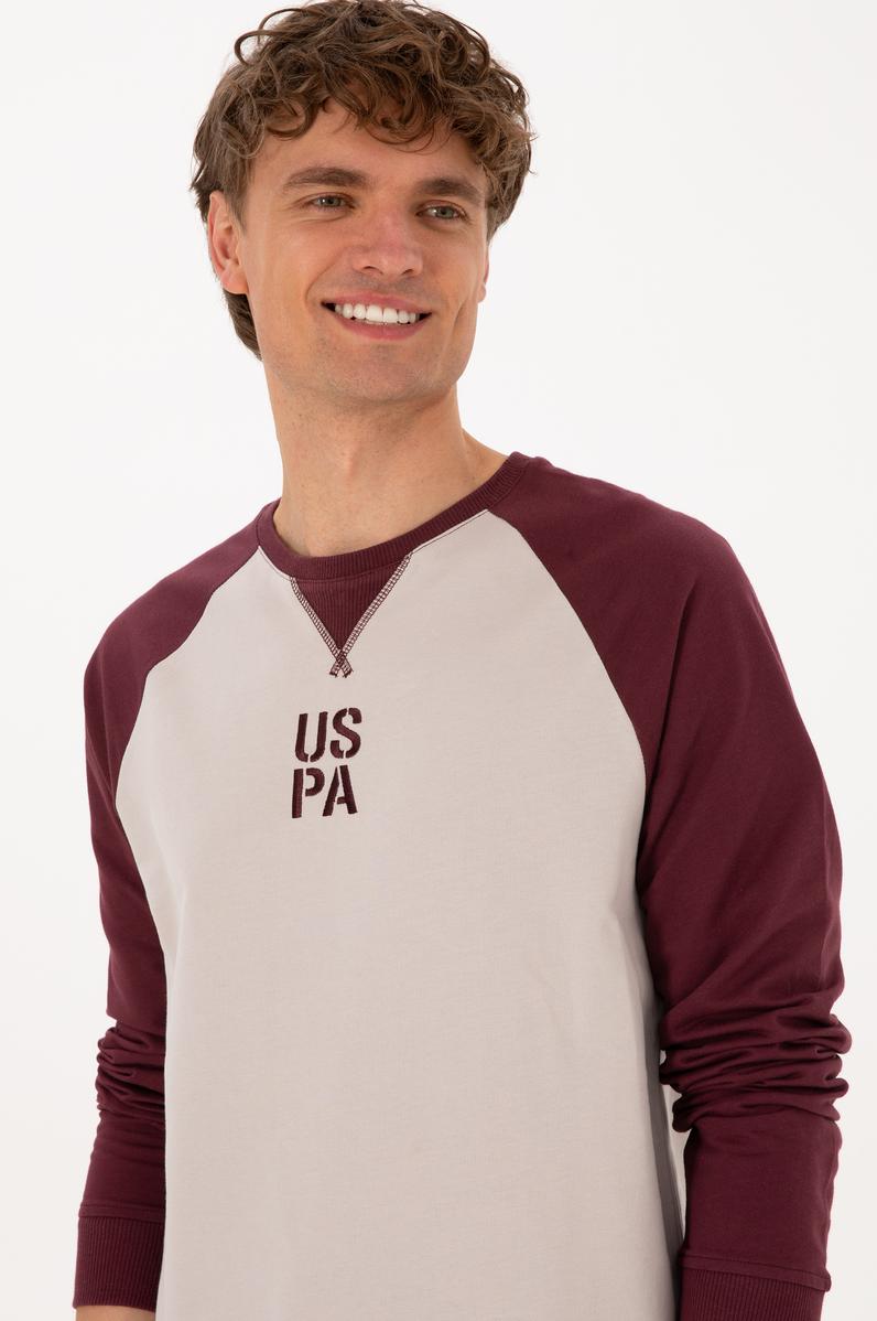 Erkek Bisiklet Yaka Regular Fit Bordo İnce Sweatshirt