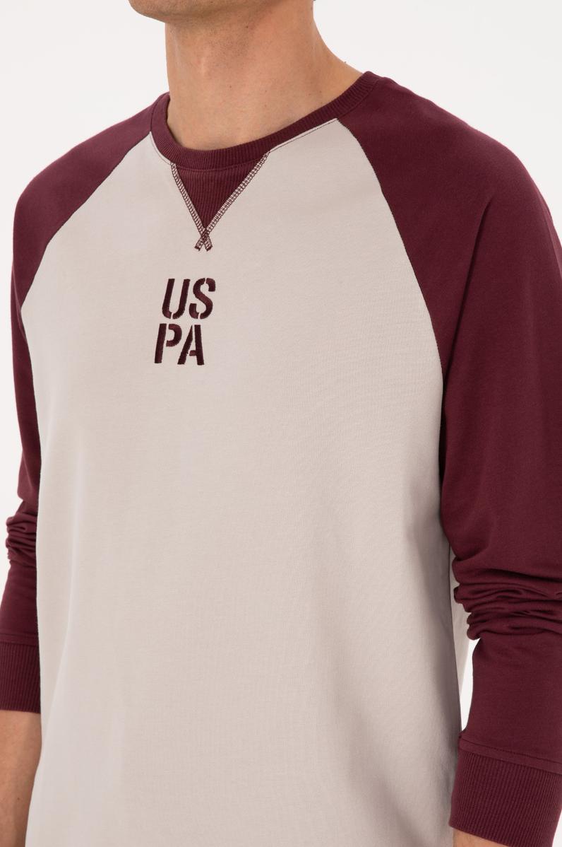Erkek Bisiklet Yaka Regular Fit Bordo İnce Sweatshirt