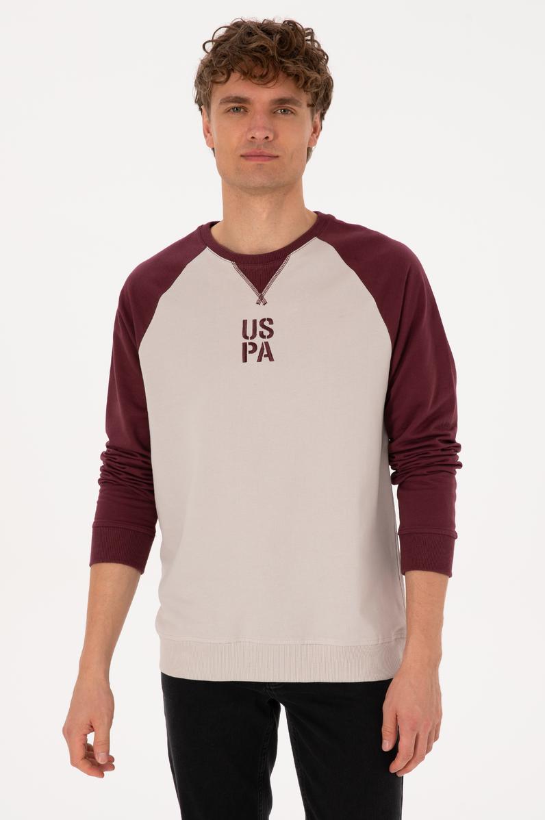 Erkek Bisiklet Yaka Regular Fit Bordo İnce Sweatshirt