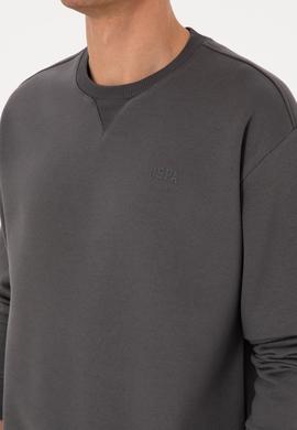 Erkek Comfort Fit Bisiklet Yaka Şardonlu Gri Basic Sweatshirt - 50313757126