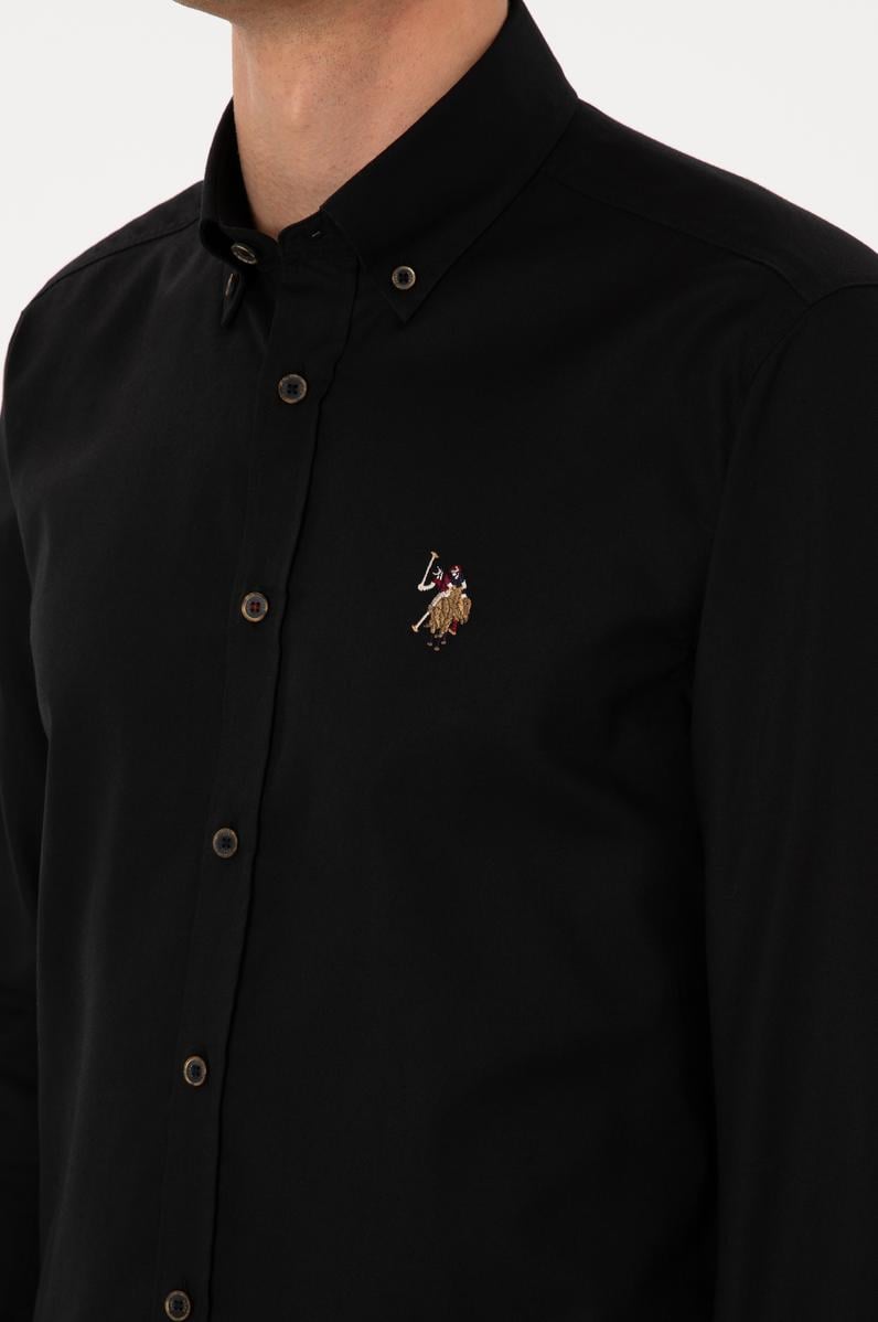 Erkek Siyah Uzun Kollu Basic Gömlek