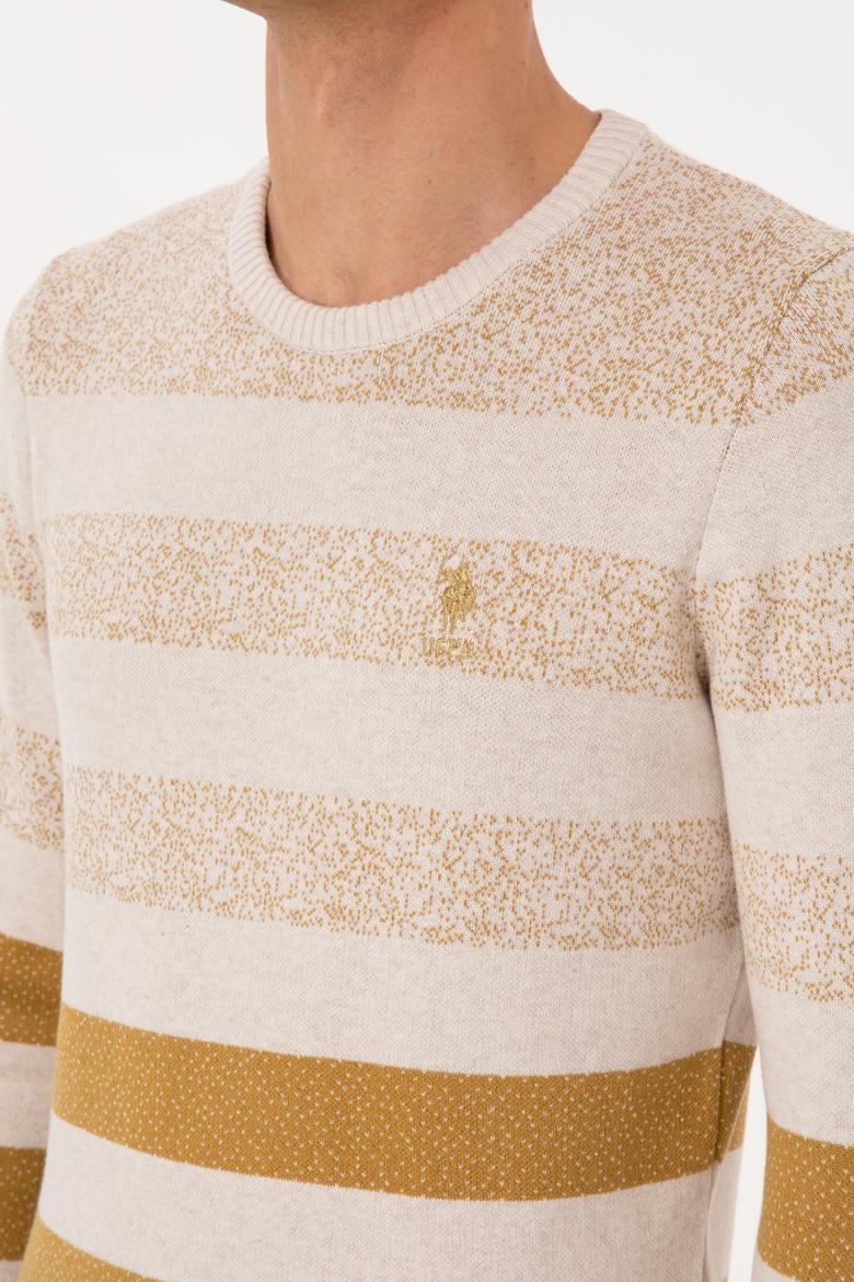 Erkek Regular Fit Bisiklet Yaka Hardal Kazak - 50307872008