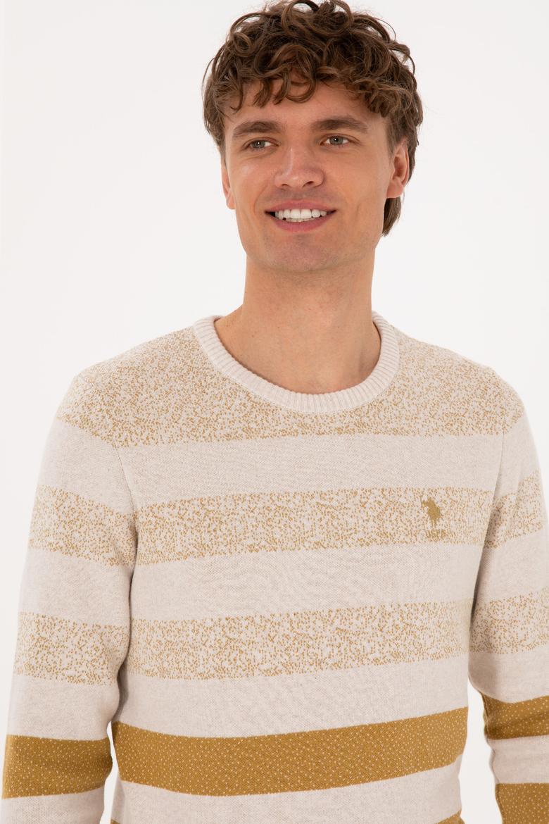 Erkek Regular Fit Bisiklet Yaka Hardal Kazak - 50307872008