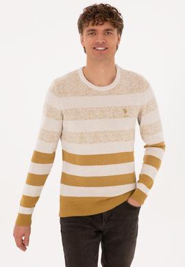 Erkek Regular Fit Bisiklet Yaka Hardal Kazak - 50307872008