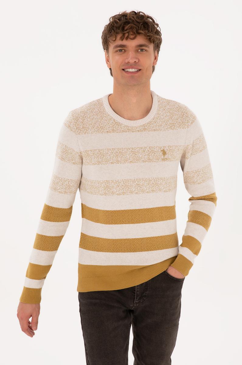 Erkek Regular Fit Bisiklet Yaka Hardal Kazak