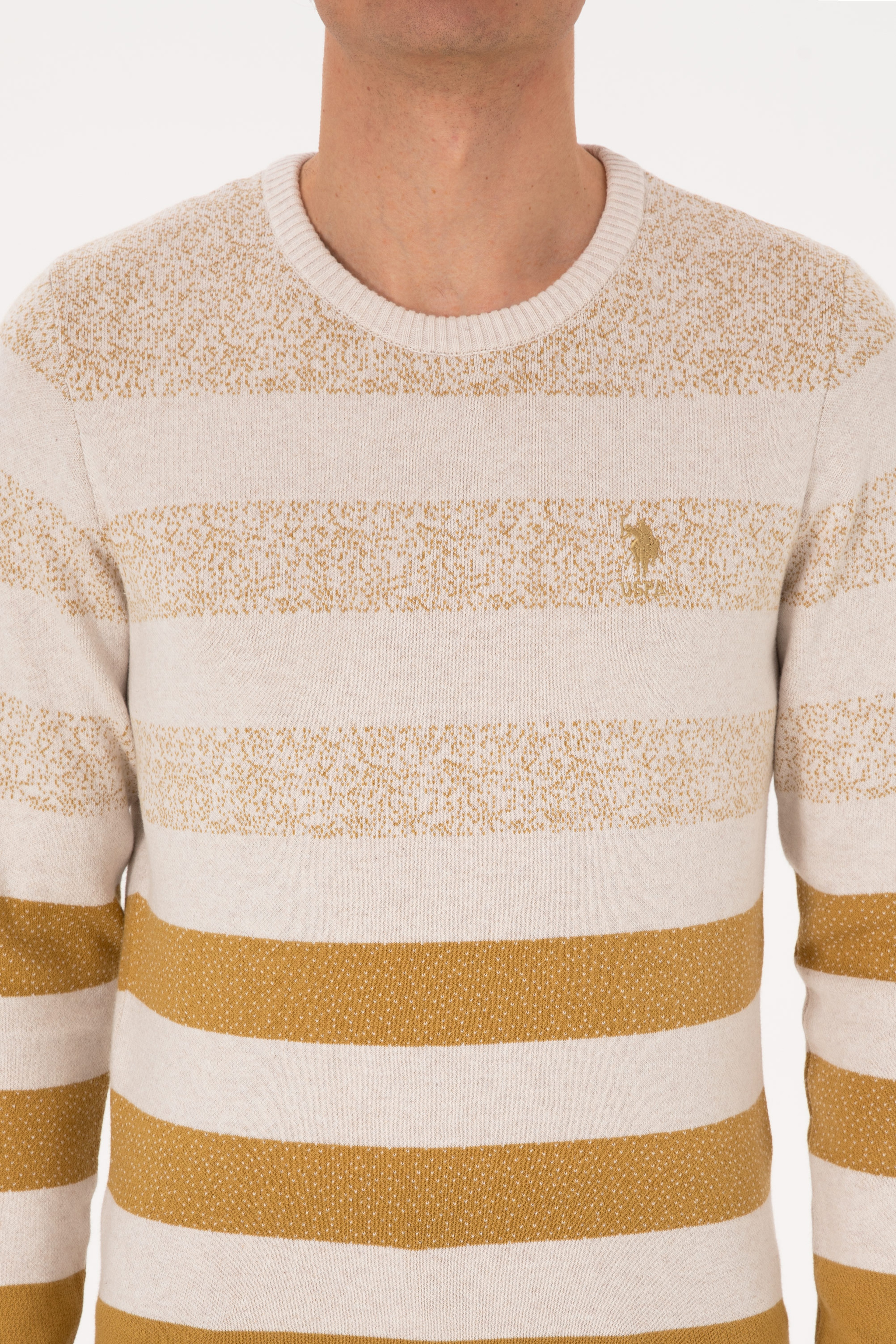 Erkek Regular Fit Bisiklet Yaka Hardal Kazak - Image 6