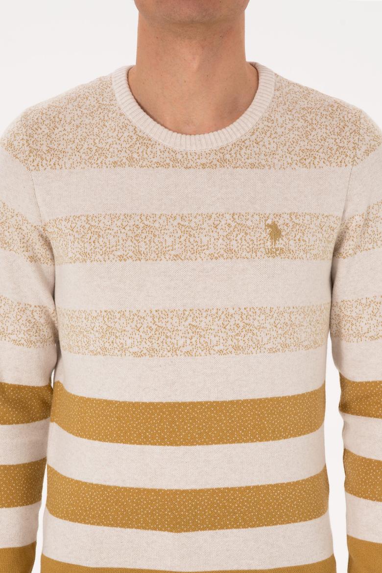 Erkek Regular Fit Bisiklet Yaka Hardal Kazak - 50307872008