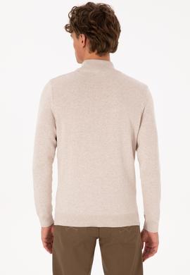 Erkek Slim Fit Yarım Balıkçı Yaka Taş Basic Kazak - 50307783061