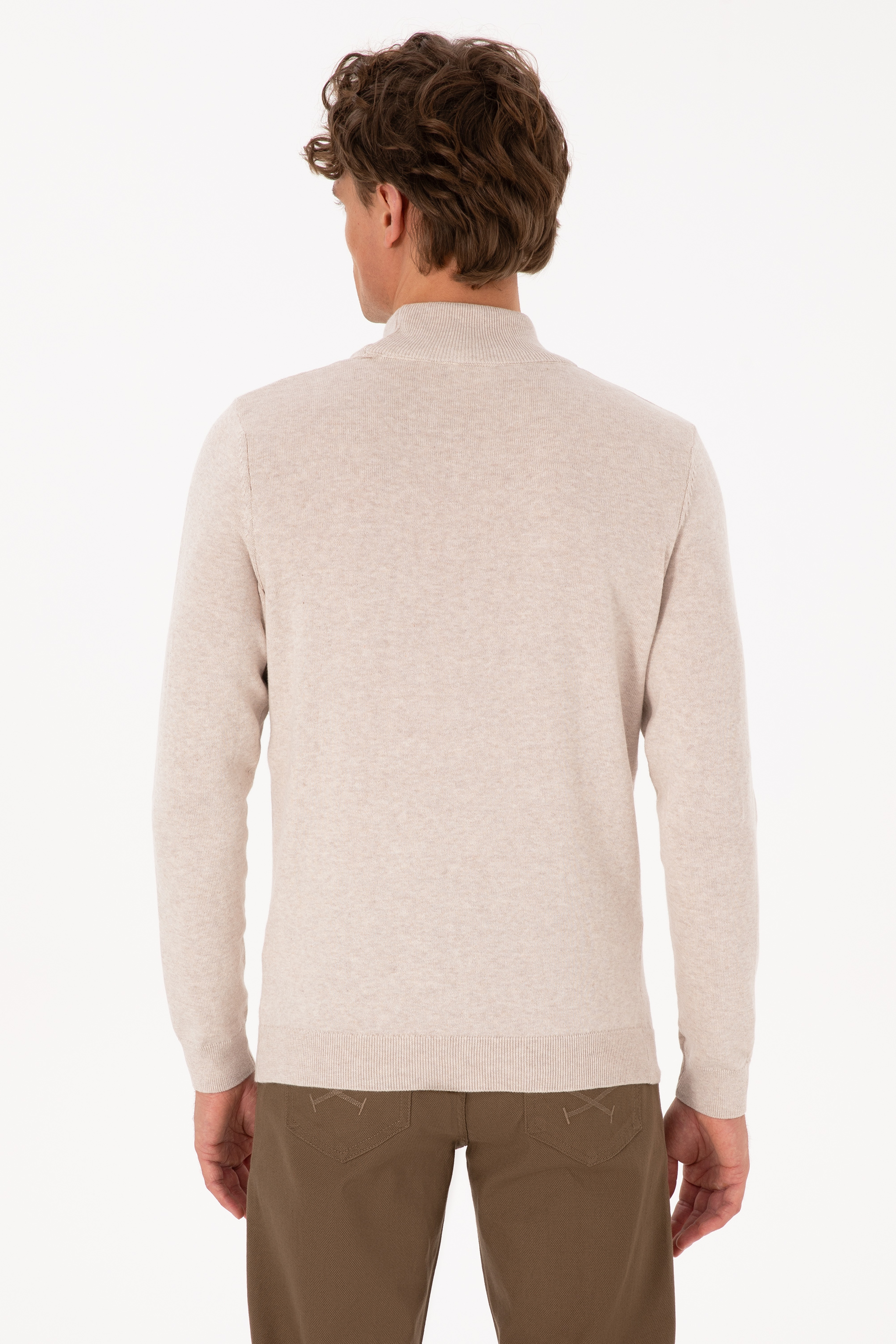 Erkek Slim Fit Yarım Balıkçı Yaka Taş Basic Kazak - Image 5