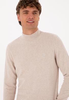 Erkek Slim Fit Yarım Balıkçı Yaka Taş Basic Kazak - 50307783061