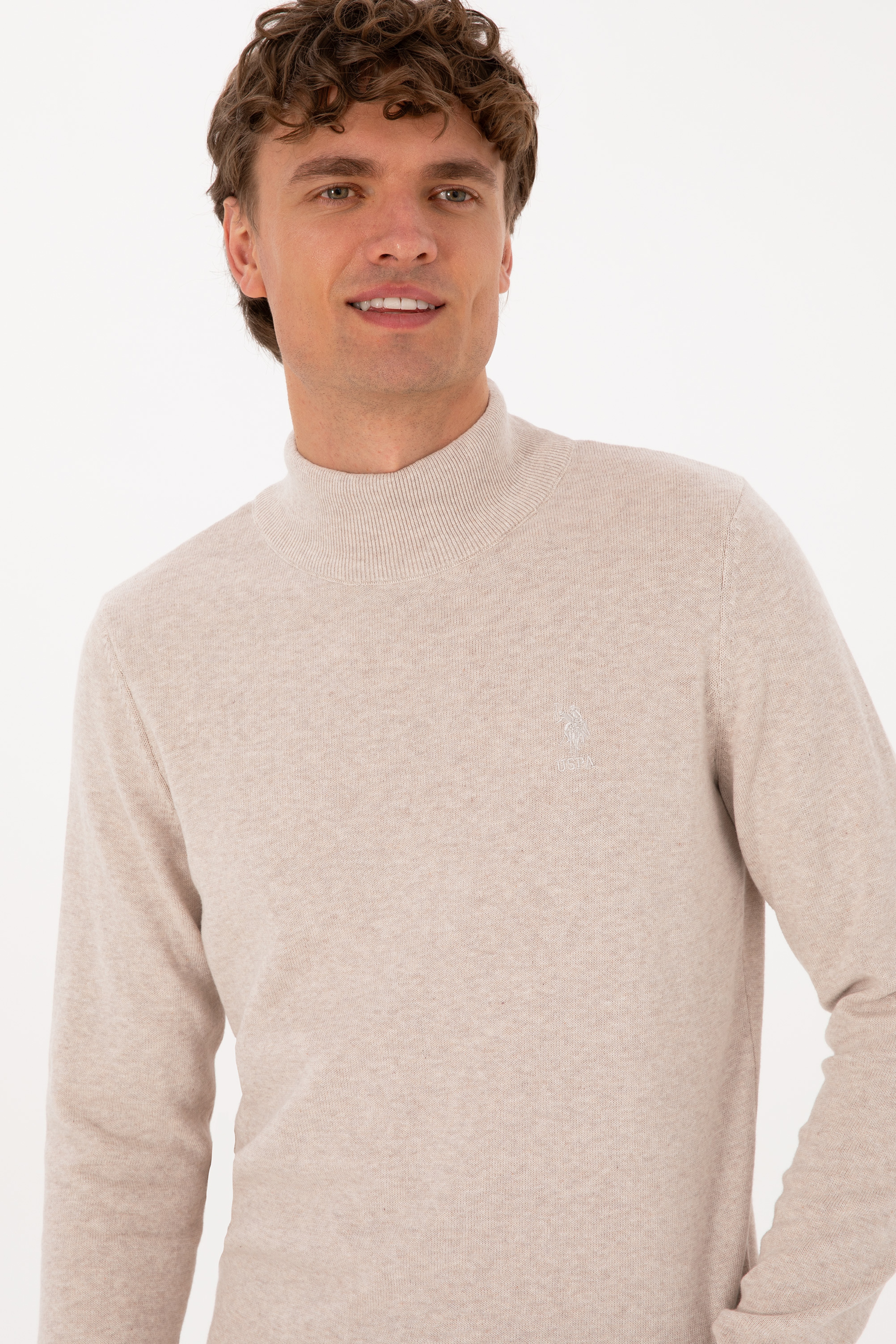 Erkek Slim Fit Yarım Balıkçı Yaka Taş Basic Kazak - Image 2