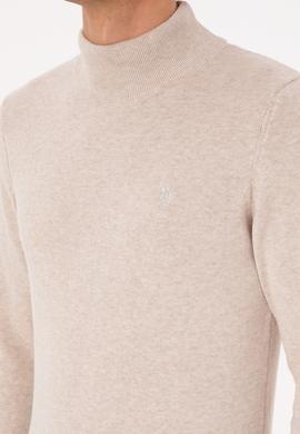 Erkek Slim Fit Yarım Balıkçı Yaka Taş Basic Kazak - 50307783061