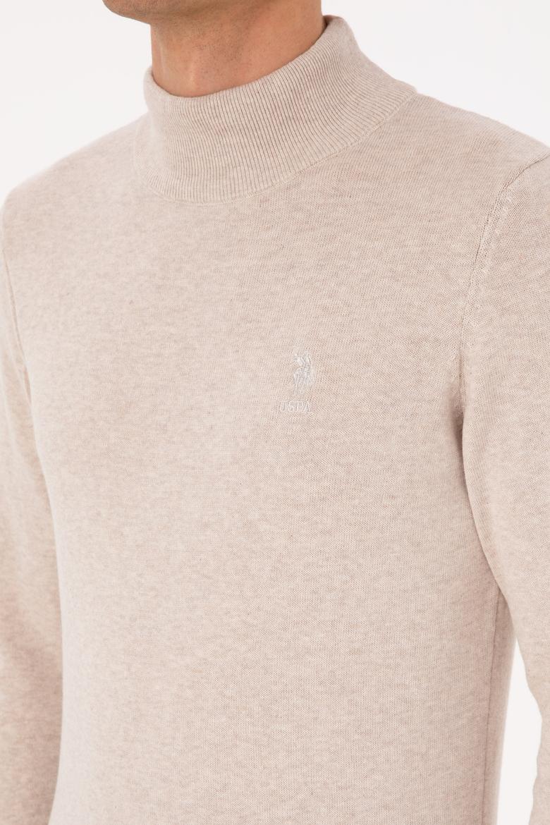 Erkek Slim Fit Yarım Balıkçı Yaka Taş Basic Kazak - 50307783061