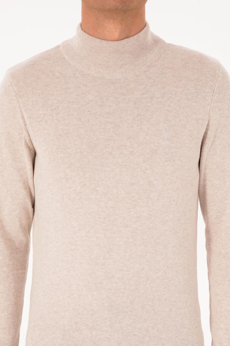 Erkek Slim Fit Yarım Balıkçı Yaka Taş Basic Kazak - 50307783061