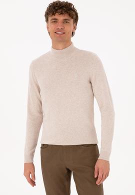 Erkek Slim Fit Yarım Balıkçı Yaka Taş Basic Kazak - 50307783061