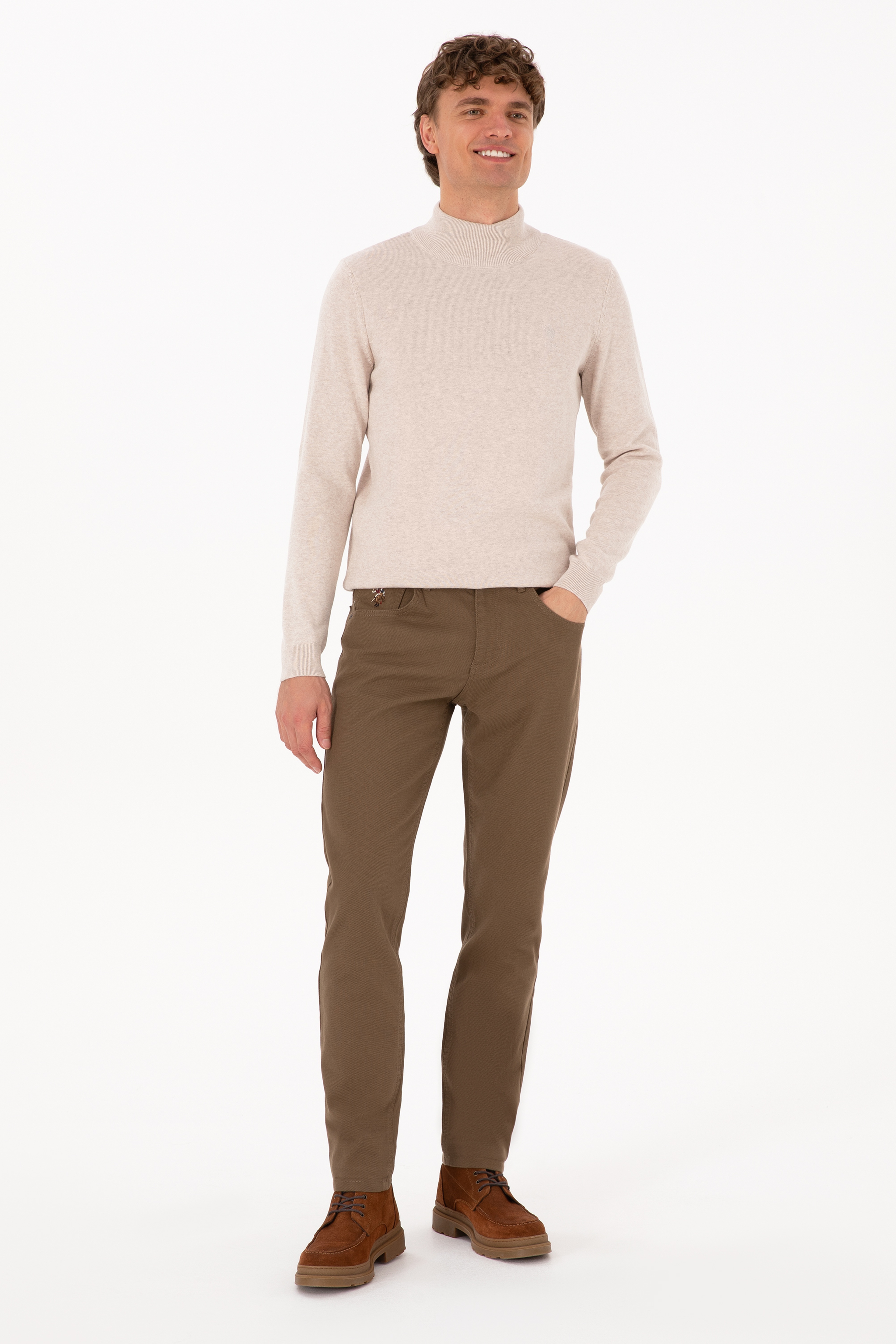 Erkek Slim Fit Yarım Balıkçı Yaka Taş Basic Kazak - Image 4