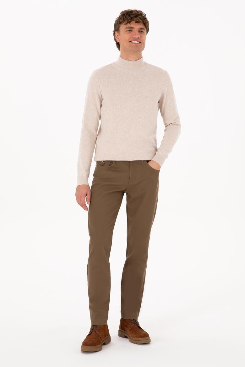 Erkek Slim Fit Yarım Balıkçı Yaka Taş Basic Kazak - 50307783061