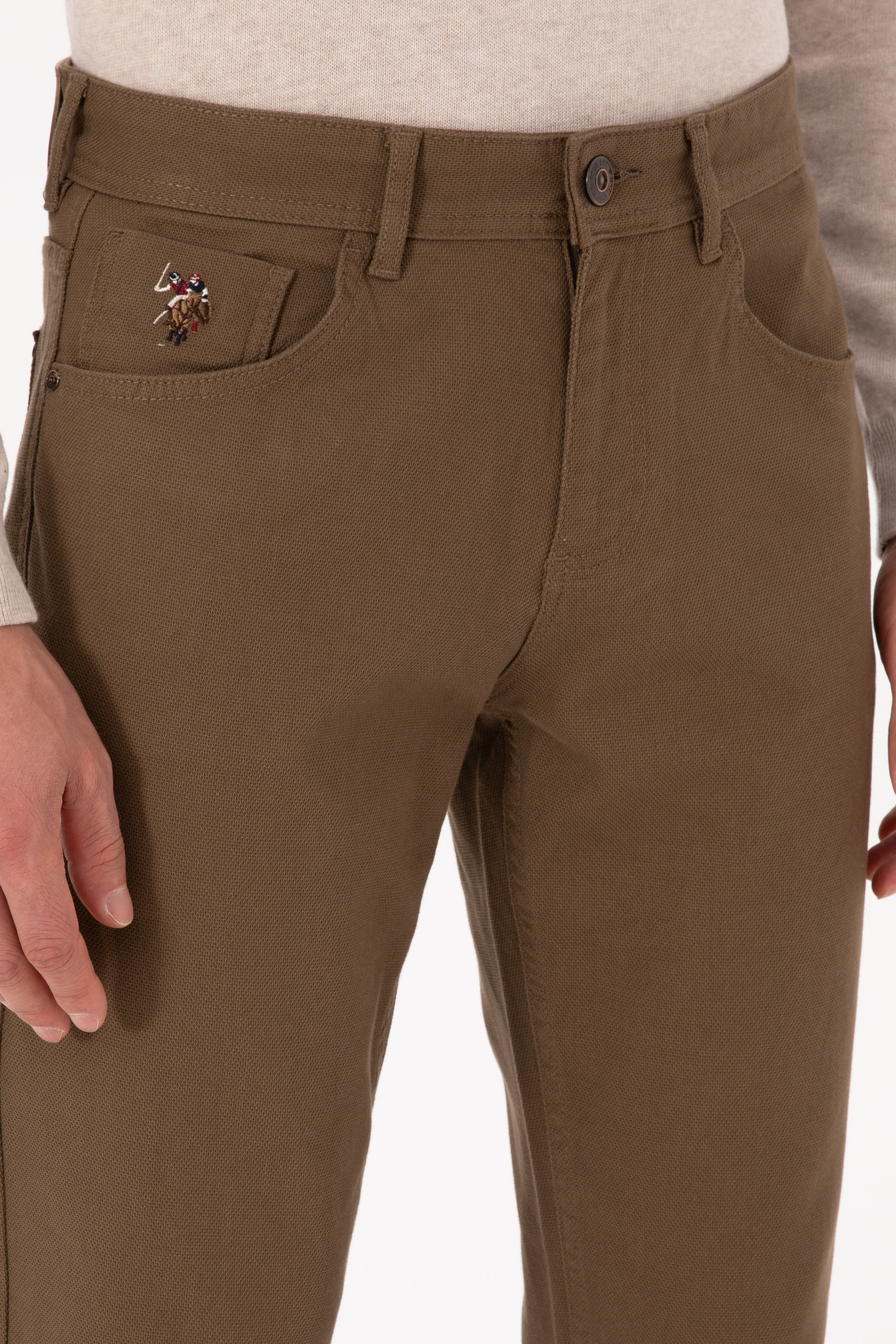 Erkek Haki Slim Fit Kanvas / Chino Pantolon - Image 5
