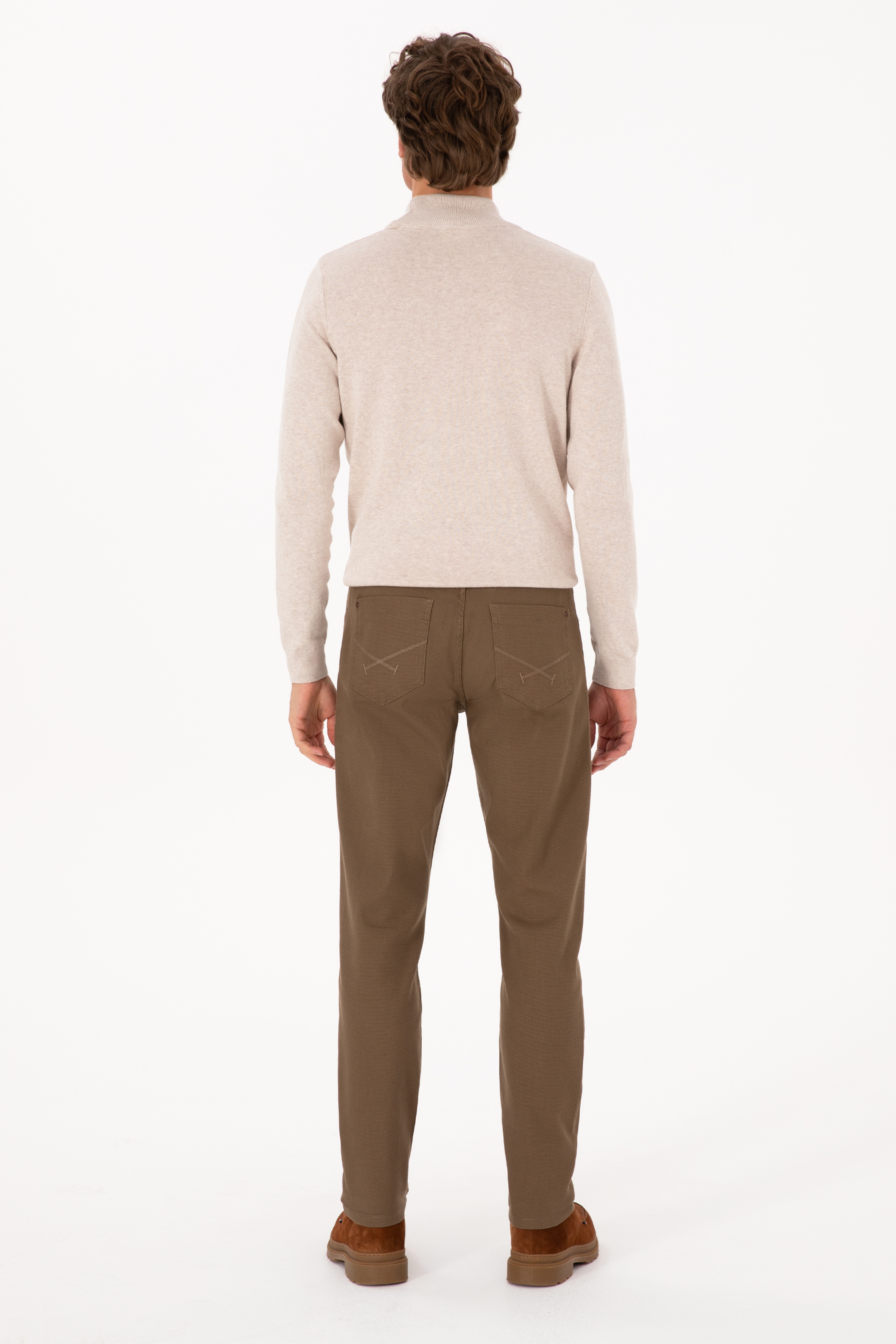 Erkek Haki Slim Fit Kanvas / Chino Pantolon - Image 4