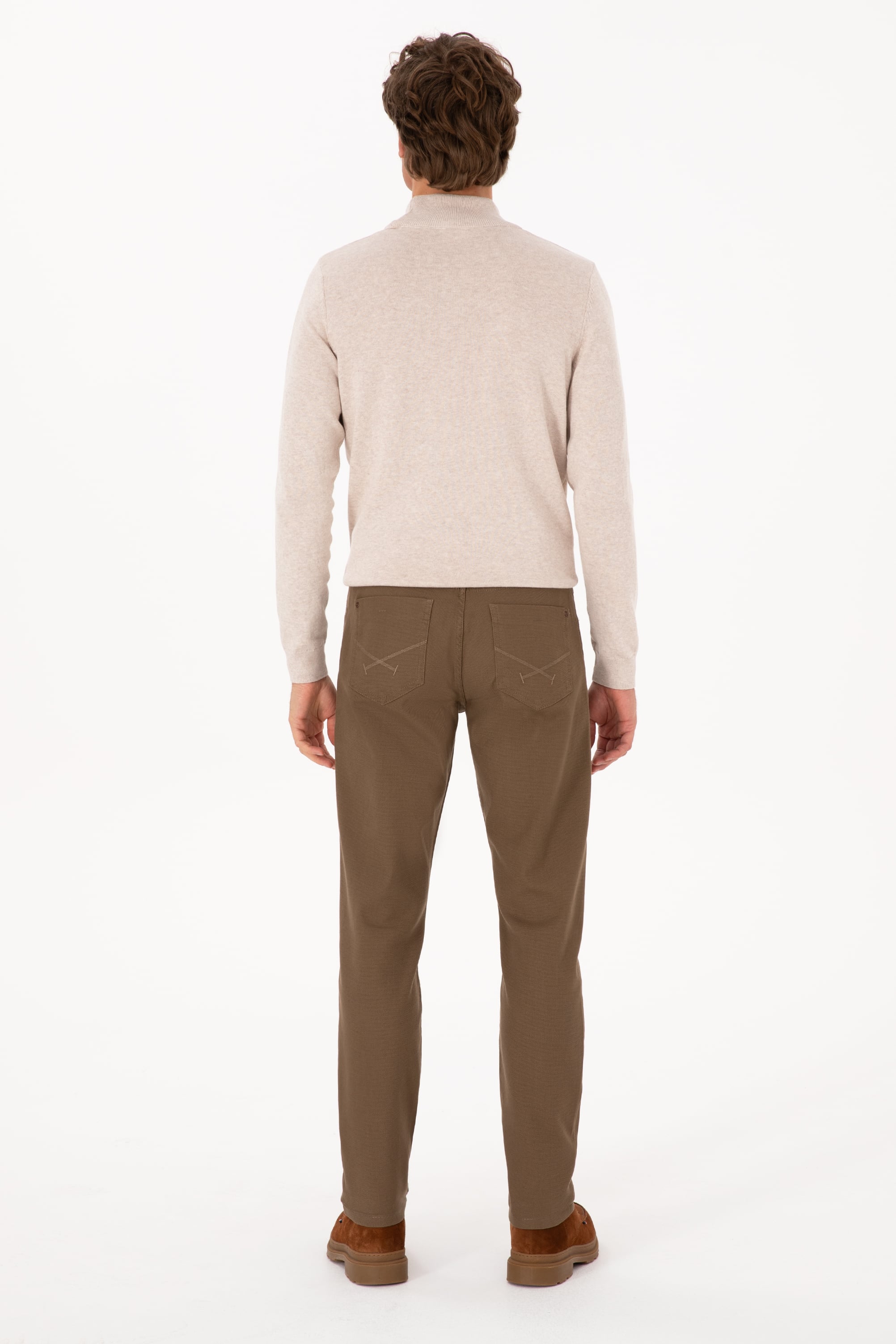 Erkek Haki Slim Fit Kanvas / Chino Pantolon