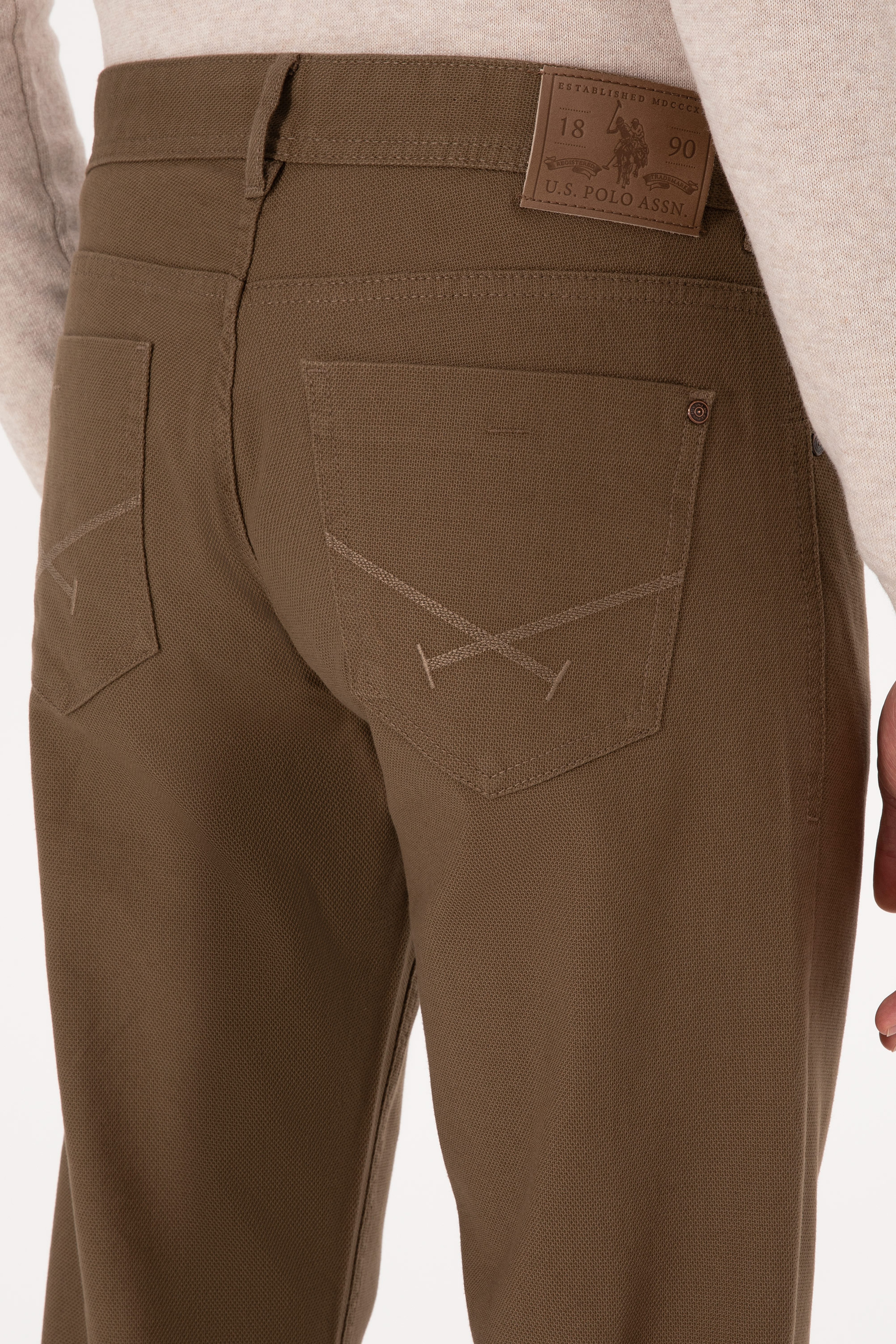 Erkek Haki Slim Fit Kanvas / Chino Pantolon - Image 6