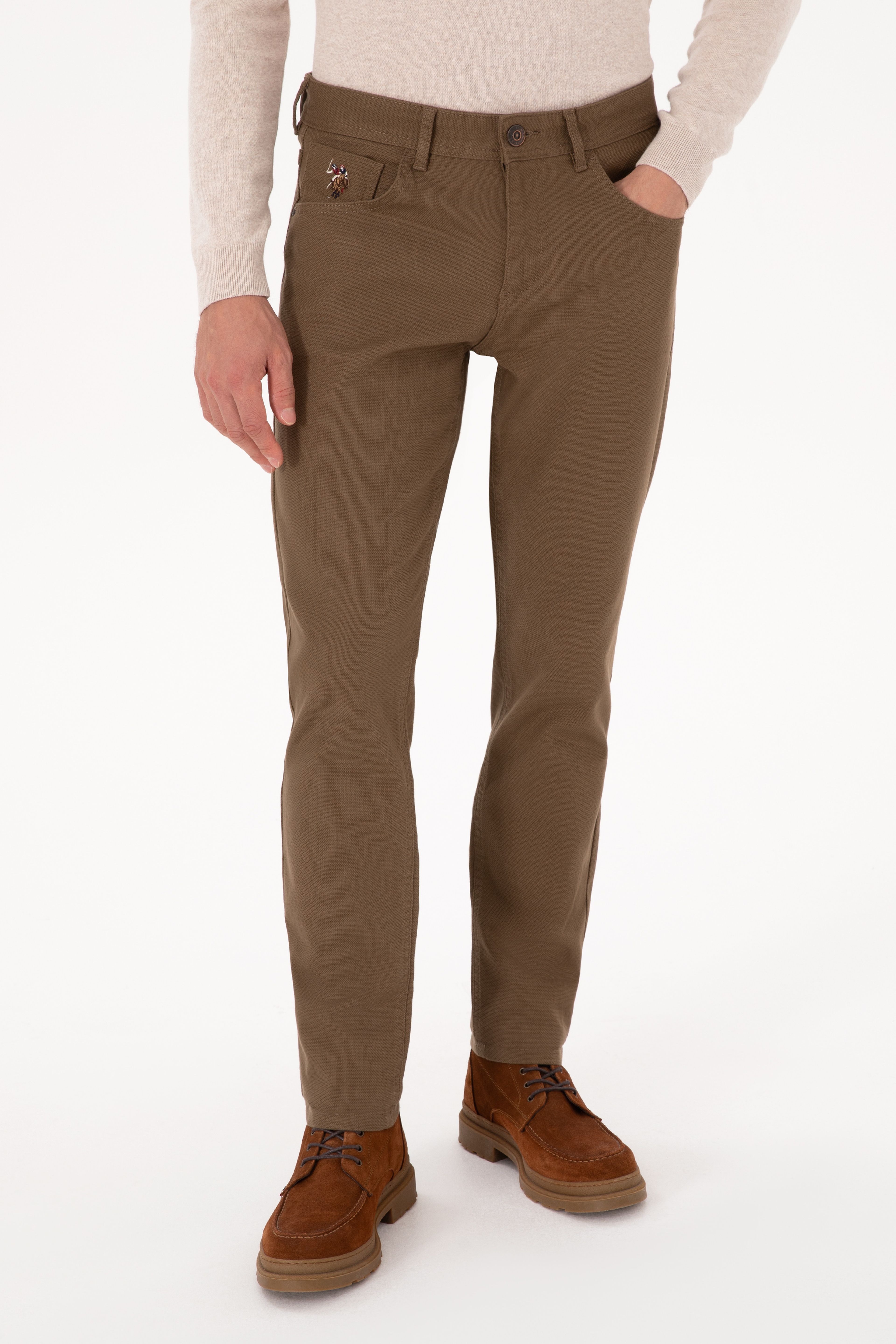 Erkek Haki Slim Fit Kanvas / Chino Pantolon - Image 2