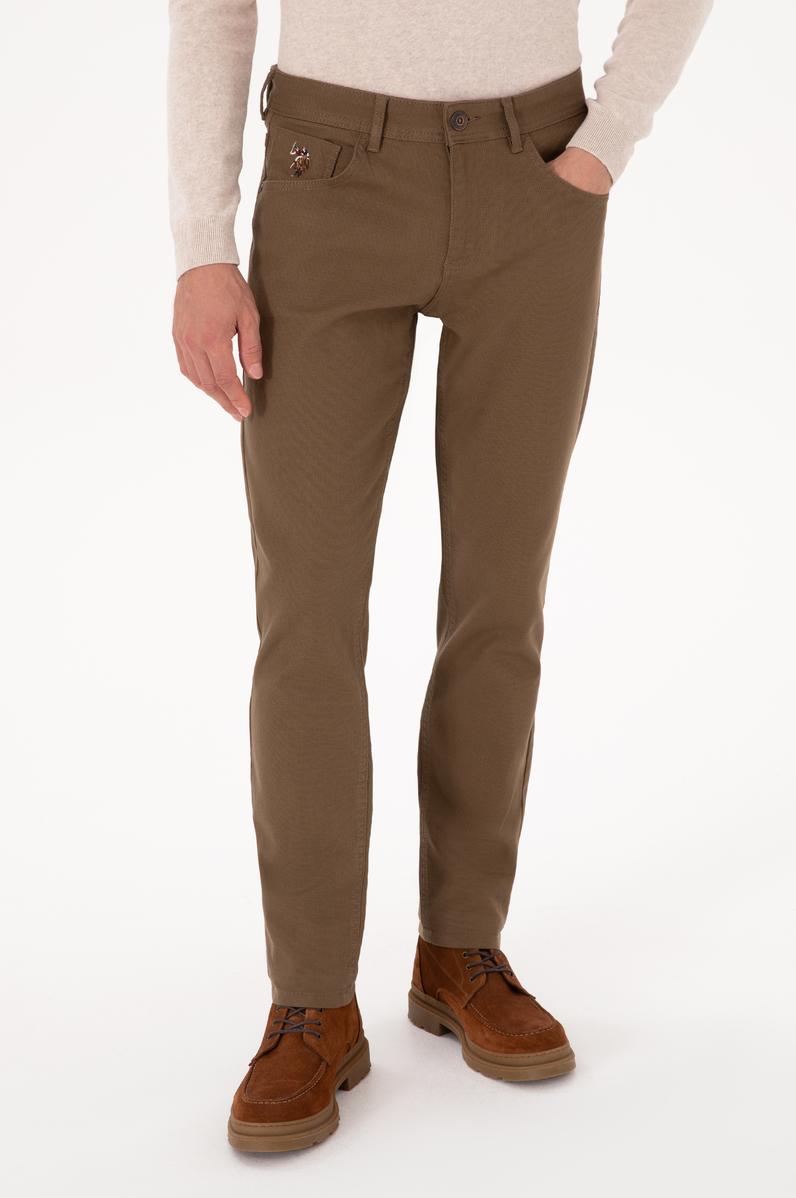 Erkek Haki Slim Fit Kanvas / Chino Pantolon