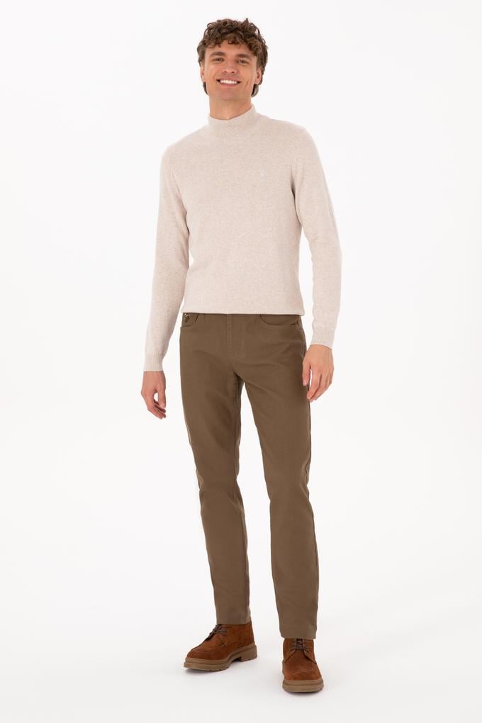 Erkek Haki Slim Fit Kanvas / Chino Pantolon