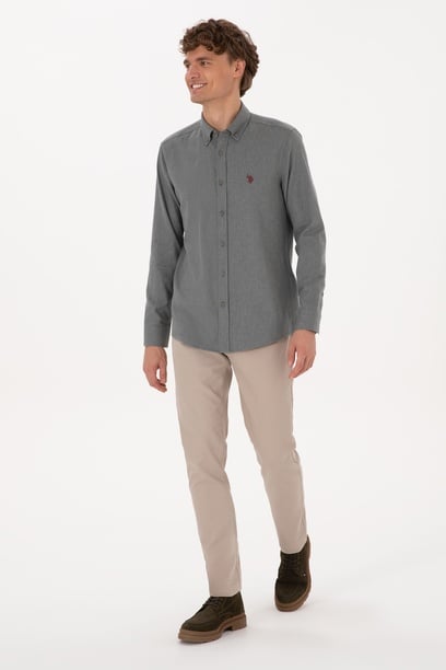 Erkek Koyu Bej Slim Fit Kanvas / Chino Pantolon