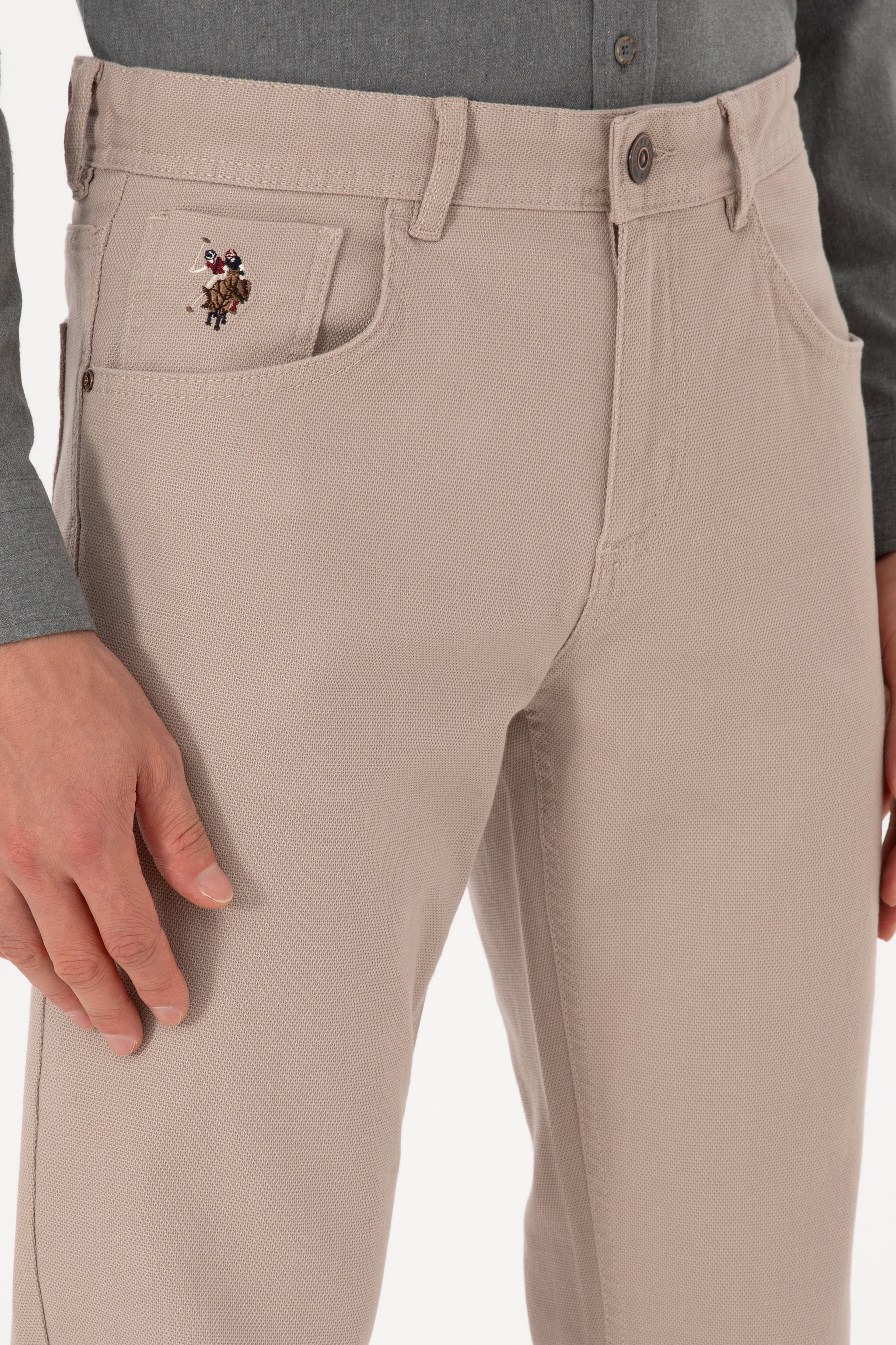 Erkek Koyu Bej Slim Fit Kanvas / Chino Pantolon - Image 5