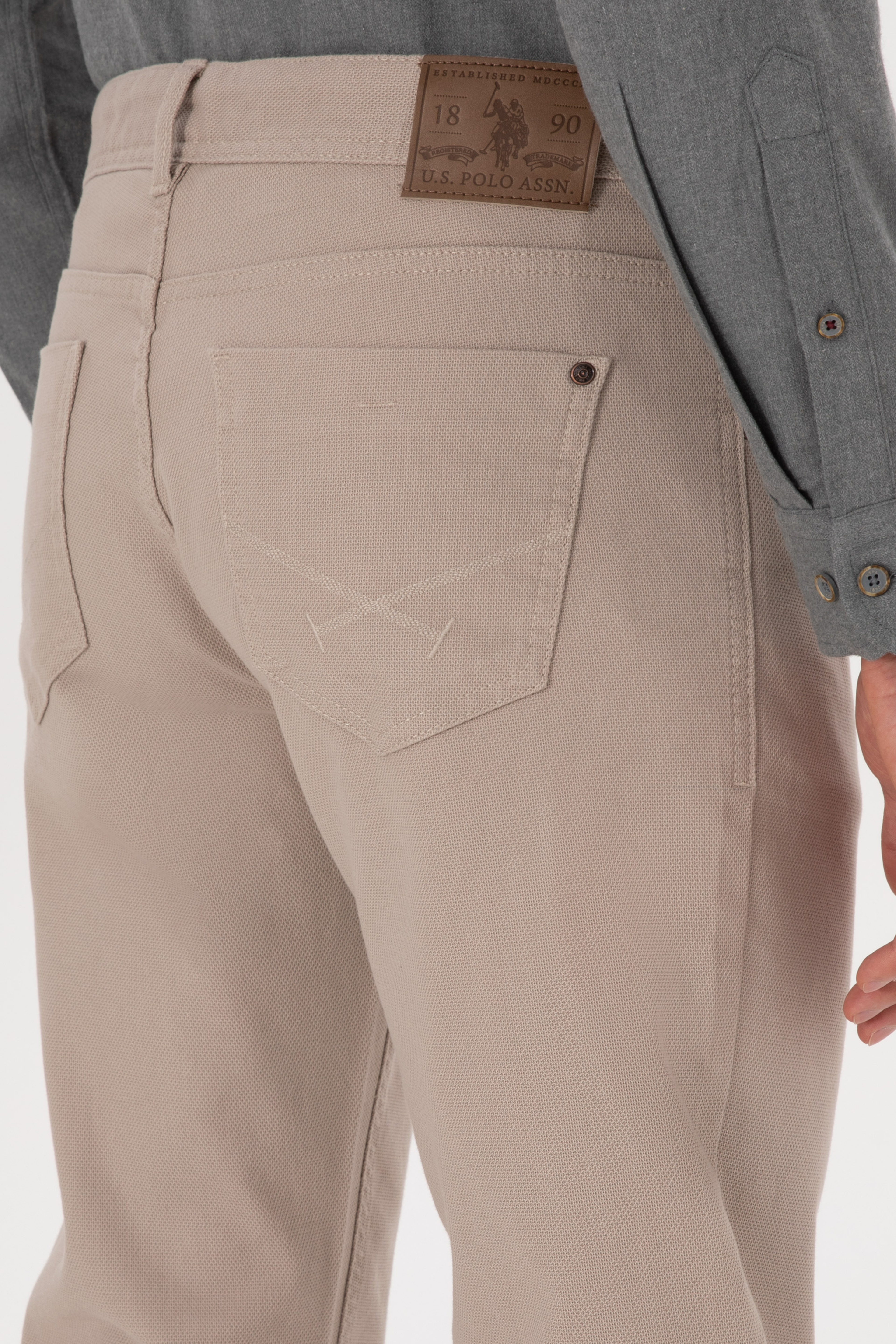 Erkek Koyu Bej Slim Fit Kanvas / Chino Pantolon - Image 6