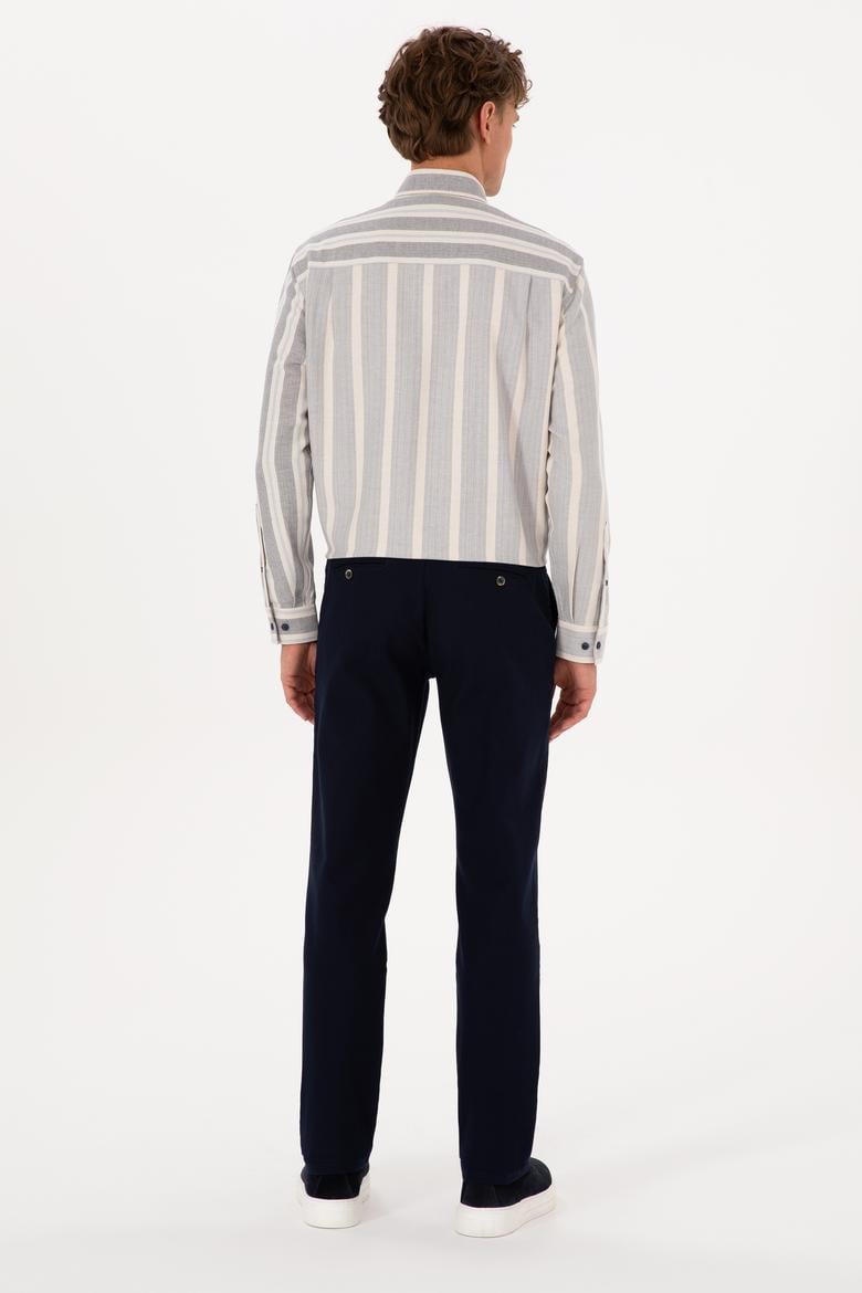 Erkek Lacivert Regular Fit Kanvas / Chino Pantolon - 50311605137