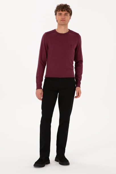 Erkek Regular Fit Siyah Kanvas / Chino Pantolon