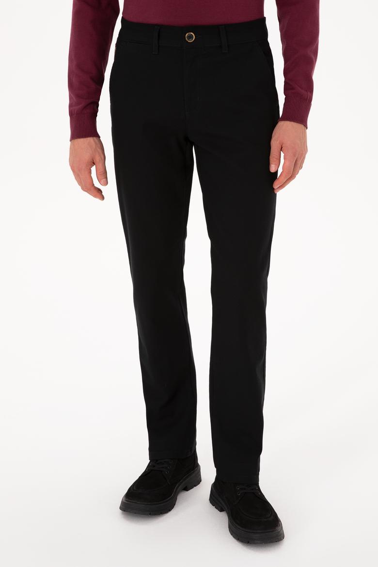 Erkek Siyah Regular Fit Kanvas / Chino Pantolon - 50311605207
