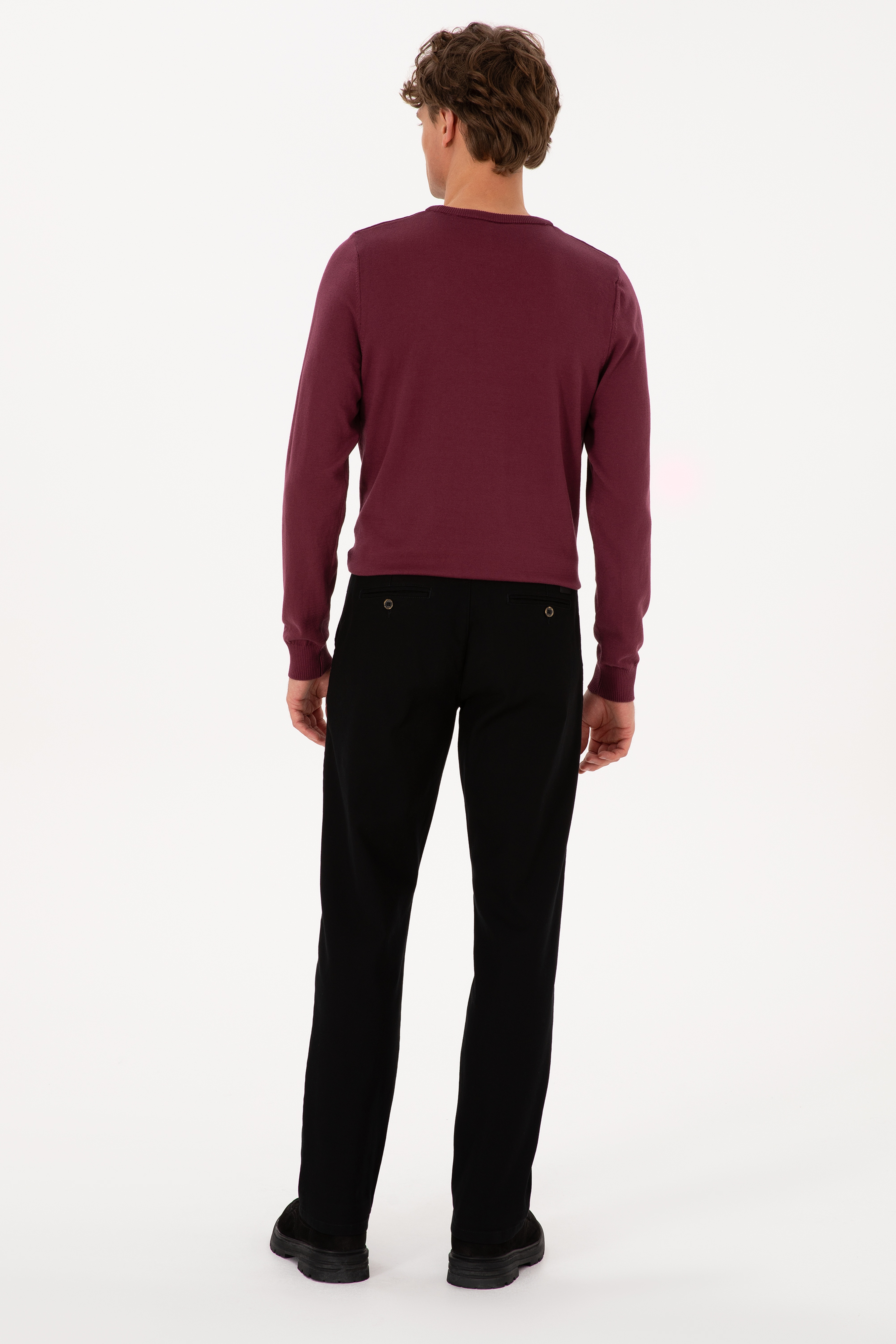 Erkek Regular Fit Siyah Kanvas / Chino Pantolon