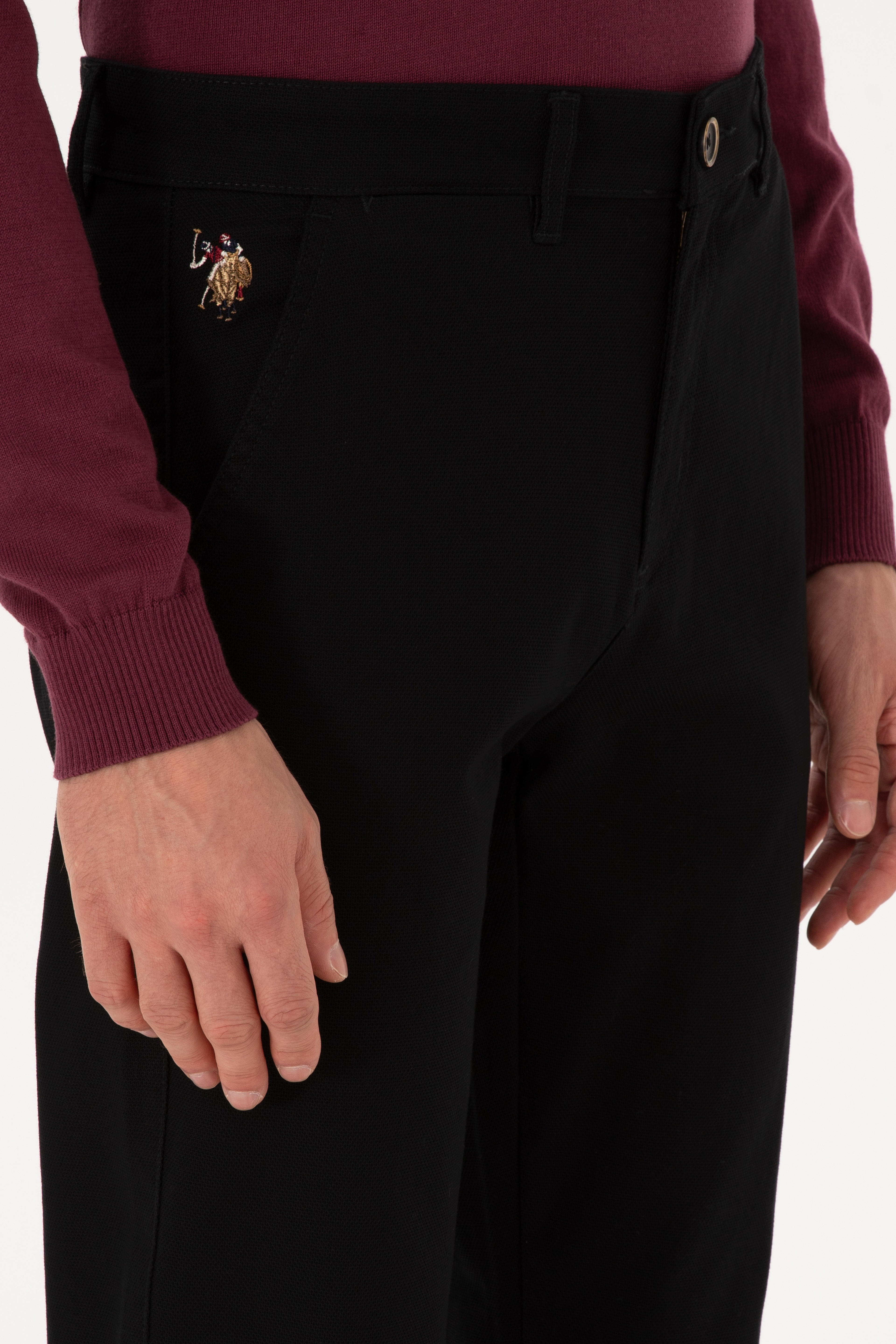 Erkek Regular Fit Siyah Kanvas / Chino Pantolon